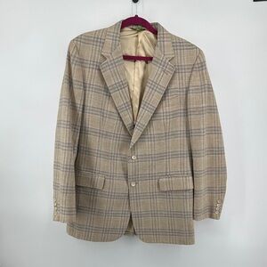 VTG Classic Timeless Academia Preppy Retro Tan Plaid Men's Blazer Sz44L